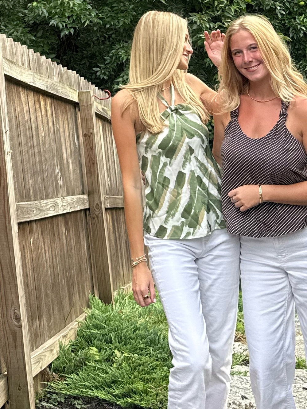 Green Palm-Print Halter Top - Women
